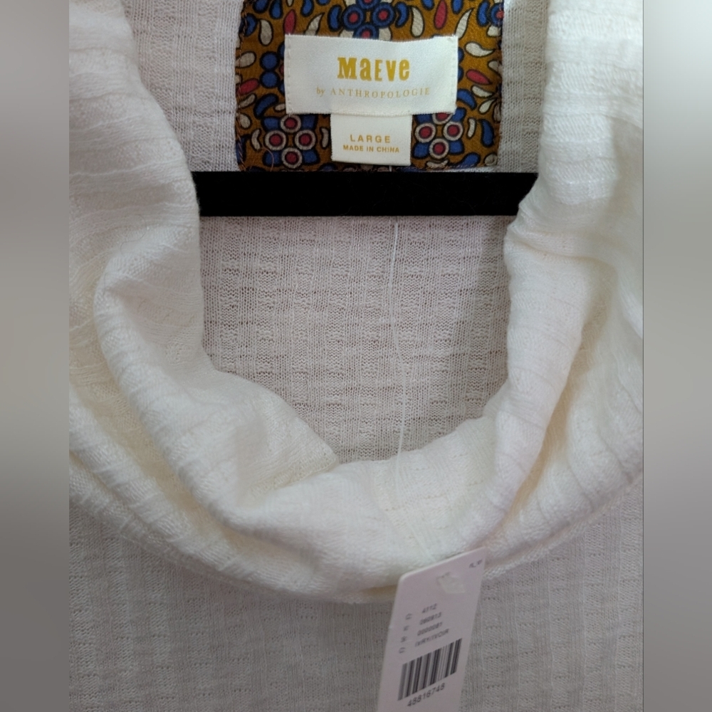 Anthropologie Maeve Ivory Cowl Neck Top..So Cute,NWT, Large - Picture 2 of 3